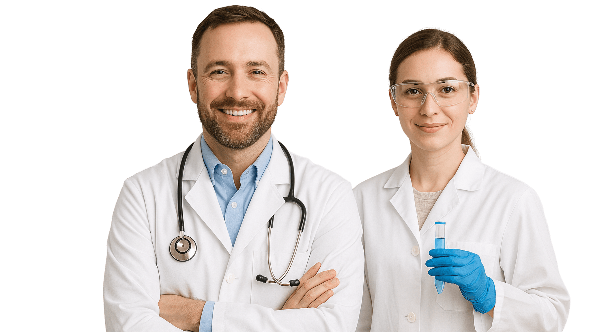 Doctor and lab technician